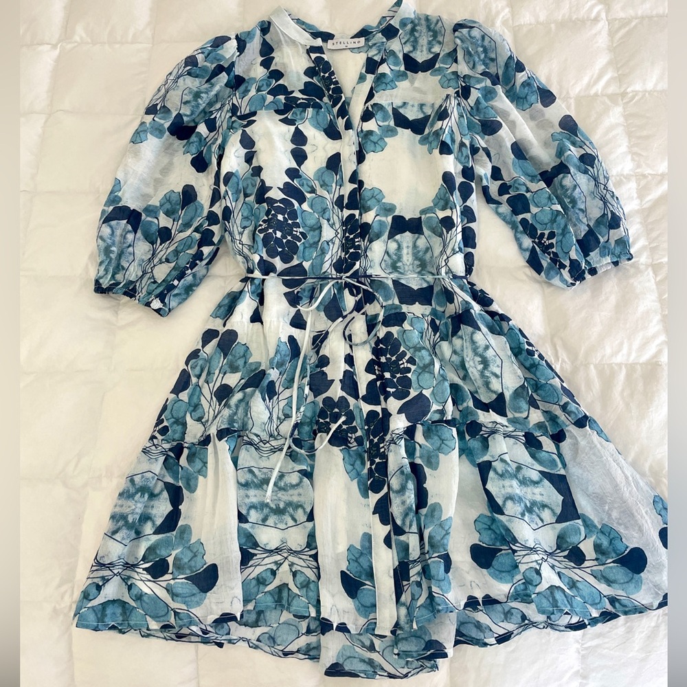STELLINO Floral Blue and White Dress 10